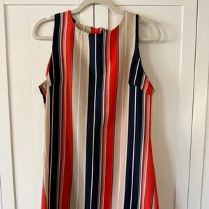 Glamorous Striped Sleeveless Shift Dress - Red, Navy, and Beige